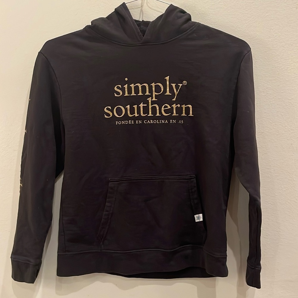 Simply southern black hoodie with turtle print size YL